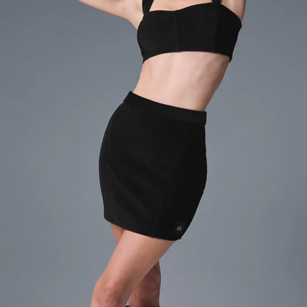 ALO Yoga Black Velvet Mini Skirt